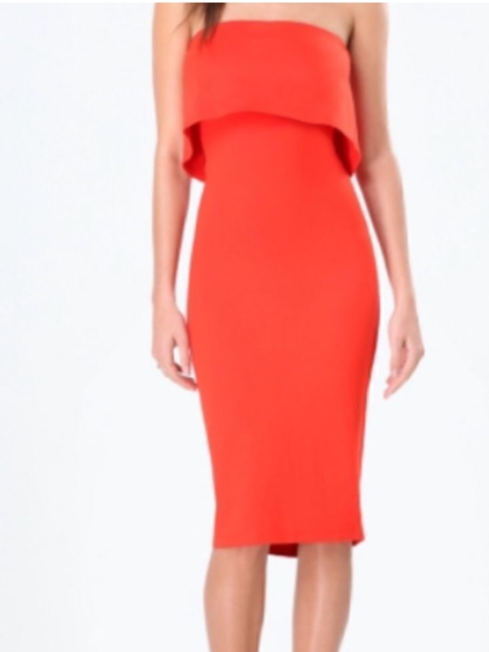 NWT Stunning Bebe Red Sheila Strapless Ponte Dress